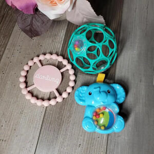 Baby Teether Rattle Toy Bundle 3 Pc EUC